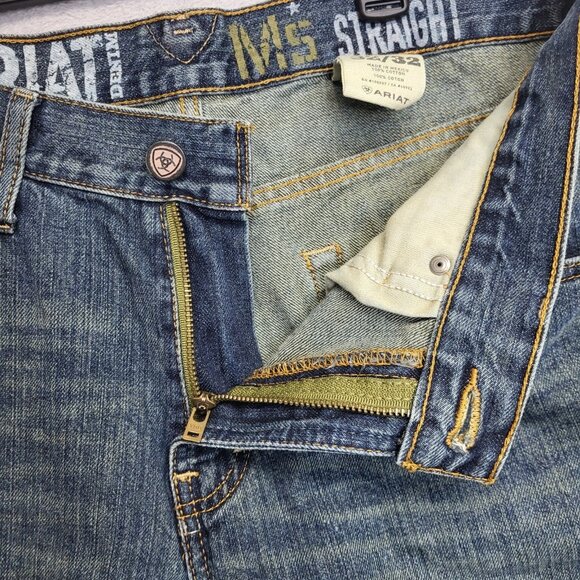 Ariat Jeans Mens 32x32 M5 Slim Straight Western Workwear Cowboy Blue Denim - Picture 9 of 11